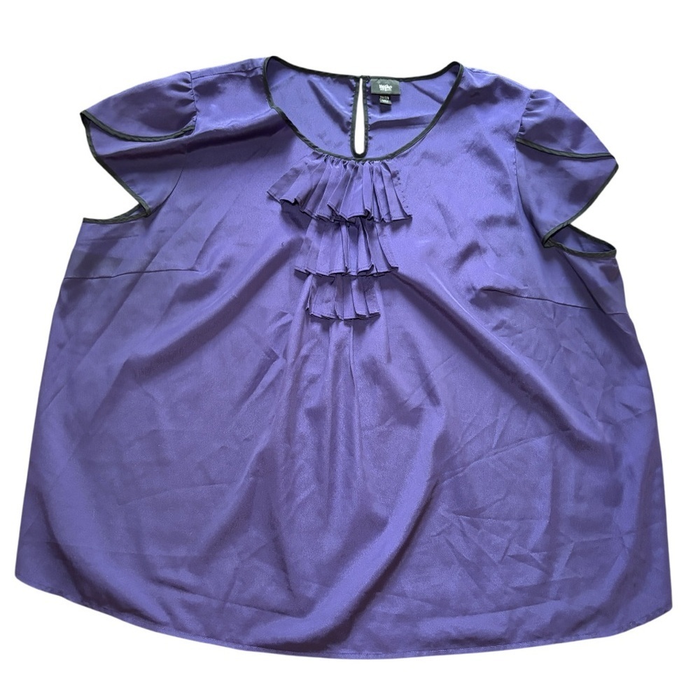 Massimo Plus Size 28W 30W Purple Ruffle Front Flutter Sleeve‎ Blouse